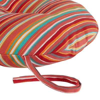 Set Of Two 15" Watermelon Stripe Outdoor Bistro Chair Cushions - Kensington Garden 4 Set Of Two 15" Watermelon Stripe Outdoor Bistro Chair Cushions - Kensington Garden - Image 2