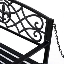 Outsunny Steel Hanging Porch Swing, Fleur-de-Lis Design Outdoor Swing Seat Bench With Chains For The Yard, Deck, & Backyard, 485 LBS Weight Capacity -Sunnydaze Decor Store GUEST f4009cd5 859a 4a45 b431 34f604568cee