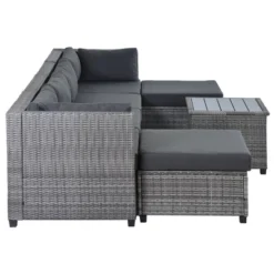 7pc Outdoor Set With Rattan Sofa & Cushions - Gray - GODEER -Sunnydaze Decor Store GUEST f469c50e bdd0 4115 8c4c 01ed02868776