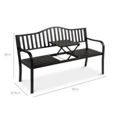 Best Choice Products Outdoor Garden Steel Patio Porch Bench With Pullout Middle Table W/ Weather-Resistant Frame - Black 13 Best Choice Products Outdoor Garden Steel Patio Porch Bench With Pullout Middle Table W/ Weather-Resistant Frame - Black -Sunnydaze Decor Store GUEST f4e60257 3d58 497c aa85 166090396f00