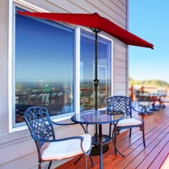 Nature Spring Half-Canopy Patio Umbrella - 9', Red 9 Nature Spring Half-Canopy Patio Umbrella - 9', Red -Sunnydaze Decor Store GUEST f4f3e3e2 ddb5 43cc 8d76 9e3d1b3ba85d