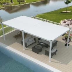 Aoodor Aluminum Pergola Rainproof Gazebo Patio Sun Shade Shelter With Adjustable Roof-White -Sunnydaze Decor Store GUEST f542f094 fbee 4cca 8e23 395808a04b1f