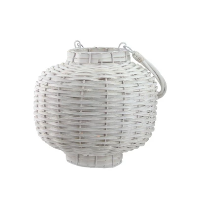 Kaemingk 17.5" Beach Day Weathered White Woven Wood Pillar Candle Lantern 3 Kaemingk 17.5" Beach Day Weathered White Woven Wood Pillar Candle Lantern