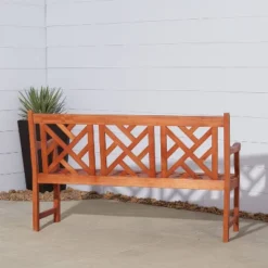 Vifah Eucalyptus Outdoor Wood Bench - Brown -Sunnydaze Decor Store GUEST f581c37b e510 4fe7 972b dd2343eb28d9