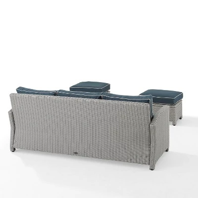 Bradenton 3pc Outdoor Wicker Sofa & 2 Ottoman Set - Navy/Gray - Crosley 9 Bradenton 3pc Outdoor Wicker Sofa & 2 Ottoman Set - Navy/Gray - Crosley - Image 7