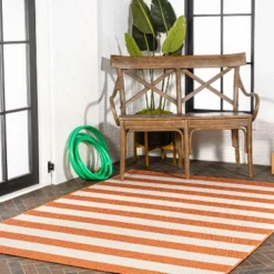 Negril Two-Tone Wide Stripe Indoor/Outdoor Area Rug - JONATHAN Y -Sunnydaze Decor Store GUEST f6573335 a99f 4f36 b237 72220148758c