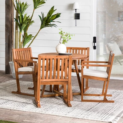 Saracina Home 5pc Modern Slatted Acacia Outdoor Dining Set With Round Table 3 Saracina Home 5pc Modern Slatted Acacia Outdoor Dining Set With Round Table