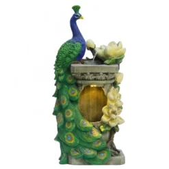 LuxenHome Resin Blue And Green Peacock Outdoor Fountain Garden Fountain With LED Light -Sunnydaze Decor Store GUEST f692224c a7a9 4293 9e4c 220bcb7d2161