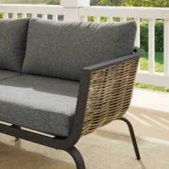 Ashby Loveseat - Gray/Black/Natural - Linon -Sunnydaze Decor Store GUEST f6b9a3e9 32d7 4b08 861b ba623bfb97ed