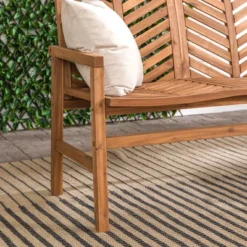 Slatted Chevron Acacia Wood Patio Loveseat – Saracina Home -Sunnydaze Decor Store GUEST f701a10c e9a5 43fa 9074 adfb36c6efe7
