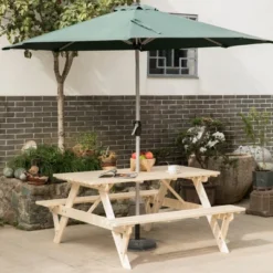 Gardenised Outdoor Wooden Patio Deck Garden 6-Person Picnic Table, For Backyard, Garden -Sunnydaze Decor Store GUEST f7032a98 71fe 43df b013 484e7b3648de