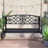 Outsunny Steel Hanging Porch Swing, Fleur-de-Lis Design Outdoor Swing Seat Bench With Chains For The Yard, Deck, & Backyard, 485 LBS Weight Capacity -Sunnydaze Decor Store GUEST f714e1c4 8331 48dc 98fd 89f3473b9ce9