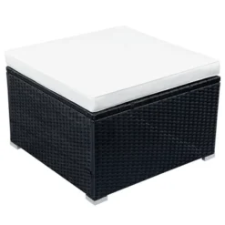 9pc Wicker Patio Seating Set With Cushions - Black/Beige - GODEER -Sunnydaze Decor Store GUEST f795de10 43c7 4579 9b55 f5f7d5dcc271