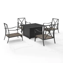 5pc Dahlia Outdoor Steel Fire Pit Set Taupe/Matte Black - Crosley -Sunnydaze Decor Store GUEST f79818c9 c368 41d8 bde4 e86219a703e7