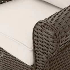 Amaya 5pc Outdoor 4 Wicker Swivel Chair & Fire Pit Set - Dark Brown/Beige/Matte Black - Christopher Knight Home -Sunnydaze Decor Store GUEST f82de802 6b29 4fcf bcb8 920b668a4aed