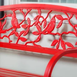 Evergreen Cardinals Metal Garden Bench, Red -Sunnydaze Decor Store GUEST f84dd433 a793 47d8 bffc cc29a148164f