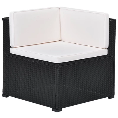 10pc Wicker Patio Sectional Seating Set With Cushion - Black/Beige - GODEER 7 10pc Wicker Patio Sectional Seating Set With Cushion - Black/Beige - GODEER - Image 5