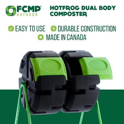 FCMP Outdoor HOTFROG 37-Gallon Plastic Resin Dual Chamber Tumbling Composter Outdoor Elevated Rotating Garden Compost Bin, Black/Green 6 FCMP Outdoor HOTFROG 37-Gallon Plastic Resin Dual Chamber Tumbling Composter Outdoor Elevated Rotating Garden Compost Bin, Black/Green - Image 4