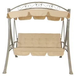 Sunnydaze Decor Sunnydaze Outdoor 3-Person Steel Patio Swing With Adjustable Canopy And Tufted Cushions, Beige 19 Sunnydaze Decor Sunnydaze Outdoor 3-Person Steel Patio Swing With Adjustable Canopy And Tufted Cushions, Beige -Sunnydaze Decor Store GUEST f990d504 d152 49f6 b0bc 4ad325347dc8