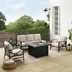 Kaplan 5pc Outdoor Sofa Set With Fire Table - Oatmeal - Crosley -Sunnydaze Decor Store GUEST f9995e4c 53a9 4910 bc03 1c974b67e5f6
