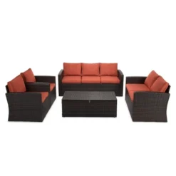 5pc Wicker Outdoor Conversation Set - EDYO LIVING -Sunnydaze Decor Store GUEST f99bd4fb 844f 45bd 8d83 ed6a6f7f79c4