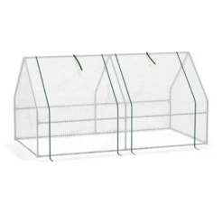 Outsunny Portable Mini Greenhouse With Large Zipper Doors, Outdoor Garden With Water/UV PE Cover, 6' X 3' X 3', White -Sunnydaze Decor Store GUEST f9c17ec5 9894 47b6 bd4b 2e92eaac46f1