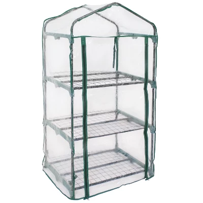 Sunnydaze Decor Sunnydaze Outdoor Portable Growing Rack 3-Tier Greenhouse With Roll-Up Door - 3 Shelves - Clear 6 Sunnydaze Decor Sunnydaze Outdoor Portable Growing Rack 3-Tier Greenhouse With Roll-Up Door - 3 Shelves - Clear - Image 4