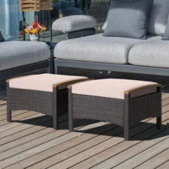 Costway Set Of 2 Patio Rattan Ottoman Footrest Cushions Wooden Handle Off WhiteBrownRedNavy 21 Costway Set Of 2 Patio Rattan Ottoman Footrest Cushions Wooden Handle Off WhiteBrownRedNavy -Sunnydaze Decor Store GUEST f9df6835 6406 4f31 b0ac 1efc7ef0fa09