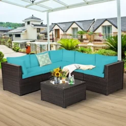 Costway 6PCS Rattan Patio Sectional Sofa Conversation Set Outdoor -Sunnydaze Decor Store GUEST f9e0eaf4 6182 4f80 8621 f11b84c12873