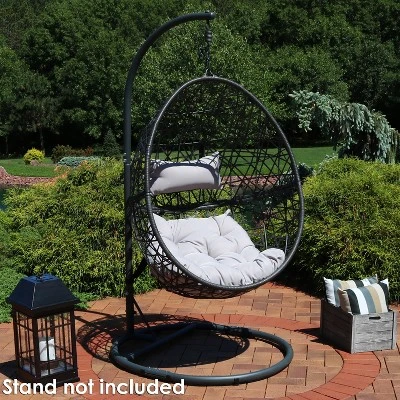 Sunnydaze Decor Sunnydaze Outdoor Resin Wicker Patio Caroline Lounge Hanging Basket Egg Chair With Cushions - 2pc 3 Sunnydaze Decor Sunnydaze Outdoor Resin Wicker Patio Caroline Lounge Hanging Basket Egg Chair With Cushions - 2pc