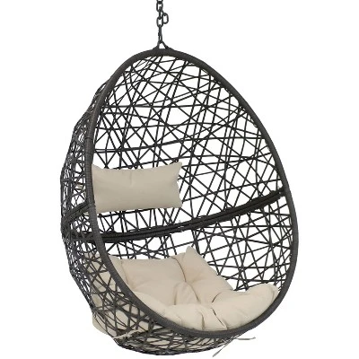 Sunnydaze Decor Sunnydaze Outdoor Resin Wicker Patio Caroline Lounge Hanging Basket Egg Chair With Cushions - 2pc 9 Sunnydaze Decor Sunnydaze Outdoor Resin Wicker Patio Caroline Lounge Hanging Basket Egg Chair With Cushions - 2pc - Image 7
