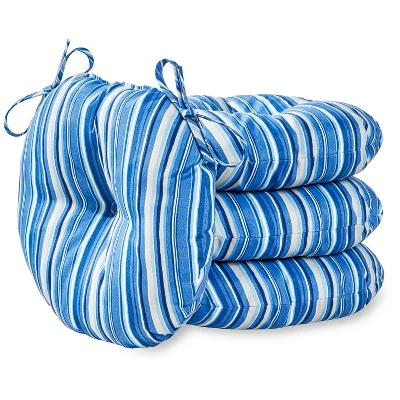 4pk 15" Coastal Stripe Outdoor Bistro Chair Cushions - Kensington Garden 7 4pk 15" Coastal Stripe Outdoor Bistro Chair Cushions - Kensington Garden - Image 5