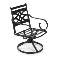 7pc Outdoor Dining Set With Svivel Chairs With Cushions & Large Metal Rectangle Table With Umbrella Hole - Captiva Designs -Sunnydaze Decor Store GUEST fb022cfb 22c8 4fd0 a5b2 852056f59ce4