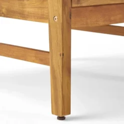 Perla 5pc Acacia Wood Sofa With Rectangular Fire Table - Teak/Cream/Light Gray - Christopher Knight Home -Sunnydaze Decor Store GUEST fb6789cb fa91 43d9 8583 34f7b55835d2