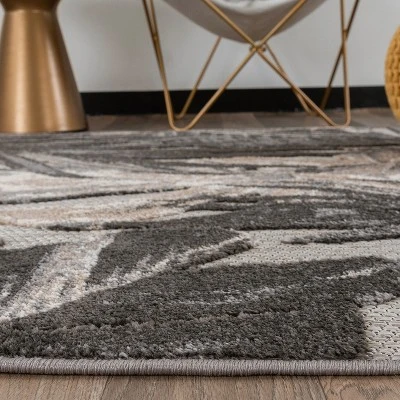 World Rug Gallery Floral Leaves Indoor/Outdoor Area Rug 4 World Rug Gallery Floral Leaves Indoor/Outdoor Area Rug - Image 2