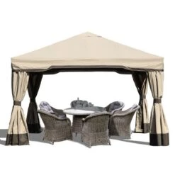 Patio Gazebo Aluminum Outdoor Tent Shelter Canopy With Privacy Curtain And Netting -Sunnydaze Decor Store GUEST fb93316b fafd 489a b6e8 568522d24751
