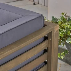 Malawi 10pc Acacia UShaped Sectional Sofa Set With Fire Pit Gray/Dark Gray - Christopher Knight Home -Sunnydaze Decor Store GUEST fbc51e61 4af2 4925 800d 97515cb80622