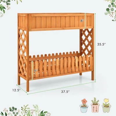 Costway 2-Tier Raised Garden Bed Elevated Wood Planter Box For Vegetable Flower Herb 3 Costway 2-Tier Raised Garden Bed Elevated Wood Planter Box For Vegetable Flower Herb