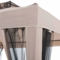 Sunjoy 10 X 10 Foot Hampton Soft Top Steel Supported Gazebo Shaded Canopy With Mosquito Netting For Large Outdoor Spaces And Backyards, Brown -Sunnydaze Decor Store GUEST fc9256ef 44ad 4a81 8ef2 a8fd8f973269