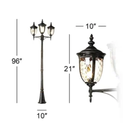 John Timberland Bellagio Vintage Outdoor Post Light Veranda Bronze 3-Light Street Lantern 96" Clear Hammered Glass For Exterior Barn Deck House Porch -Sunnydaze Decor Store GUEST fc9304d2 9fb9 4710 a192 86d81b493e86