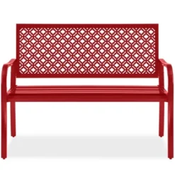 Best Choice Products Indoor Outdoor Steel Garden Bench W/ Geometric Backrest, Foot Levelers -Sunnydaze Decor Store GUEST fdbf4836 d29f 43c7 b7e2 c543b69a83b1