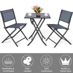 Costway 3PCS Bistro Set Garden Backyard Table Chairs Outdoor Patio Furniture Folding -Sunnydaze Decor Store GUEST fdfac00e 6de1 4883 8c3b da4b4c4f1771
