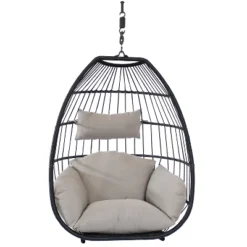 Sunnydaze Decor Sunnydaze Outdoor Resin Wicker Patio Oliver Lounge Hanging Basket Egg Chair Swing With Cushions And Headrest - Gray - 2pc 16 Sunnydaze Decor Sunnydaze Outdoor Resin Wicker Patio Oliver Lounge Hanging Basket Egg Chair Swing With Cushions And Headrest - Gray - 2pc -Sunnydaze Decor Store GUEST fe4bda3e 401d 41fb a369 8410b1b83c70