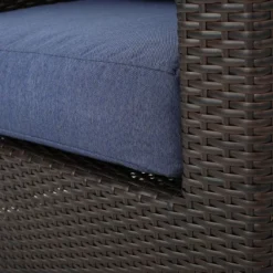 Darius 5pc Outdoor Set With 4 Wicker Swivel Chairs & Fire Pit Set - Brown/Navy/Hammered Bronze - Christopher Knight Home -Sunnydaze Decor Store GUEST fe63134c 167f 4023 9e88 b6984e5be54a