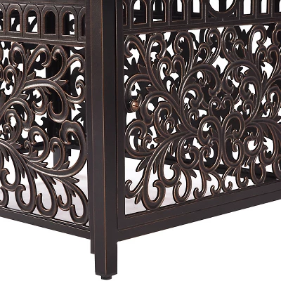 5pc Outdoor Dining Set With 48" Rectangle Fire Table, Deep Seating Swivel Rocking Chairs, Wind Blocker Lid & Fabric Covers - Oakland Living 9 5pc Outdoor Dining Set With 48" Rectangle Fire Table, Deep Seating Swivel Rocking Chairs, Wind Blocker Lid & Fabric Covers - Oakland Living - Image 7