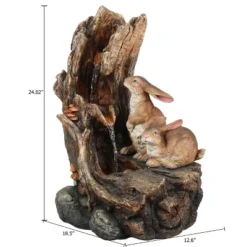 LuxenHome Resin Two Bunnies Tree Stump Outdoor Fountain With LED Lights 18 LuxenHome Resin Two Bunnies Tree Stump Outdoor Fountain With LED Lights -Sunnydaze Decor Store GUEST fe775257 90f5 409d b275 cf47d389006e