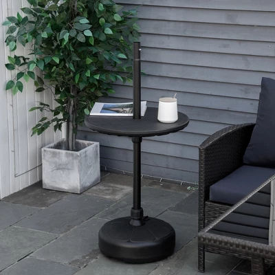 Outsunny 20" Umbrella Table Tray Portable Round Table Top For Beach, Patio, Garden, Swimming Pool, Deck, Black 3 Outsunny 20" Umbrella Table Tray Portable Round Table Top For Beach, Patio, Garden, Swimming Pool, Deck, Black