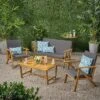 Panama 4pc Acacia Wood Patio Chair Set - Teak Finish - Christopher Knight Home -Sunnydaze Decor Store GUEST fed13b5b 5fa9 4bcb 91b8 0f27f5c70972