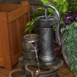 Sunnydaze Decor Sunnydaze 23"H Electric Polyresin Cozy Farmhouse Pump And Tiered Barrels Outdoor Water Fountain With LED Lights -Sunnydaze Decor Store GUEST ff7c3af6 3341 4cc3 80e9 a489eddc8013