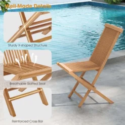 Costway 2 PCS Patio Folding Chair Teak High Back Dining Slatted Seat Portable Outdoor 16 Costway 2 PCS Patio Folding Chair Teak High Back Dining Slatted Seat Portable Outdoor -Sunnydaze Decor Store GUEST ffc3ef1b d7c6 460d 8692 c45931460ddb